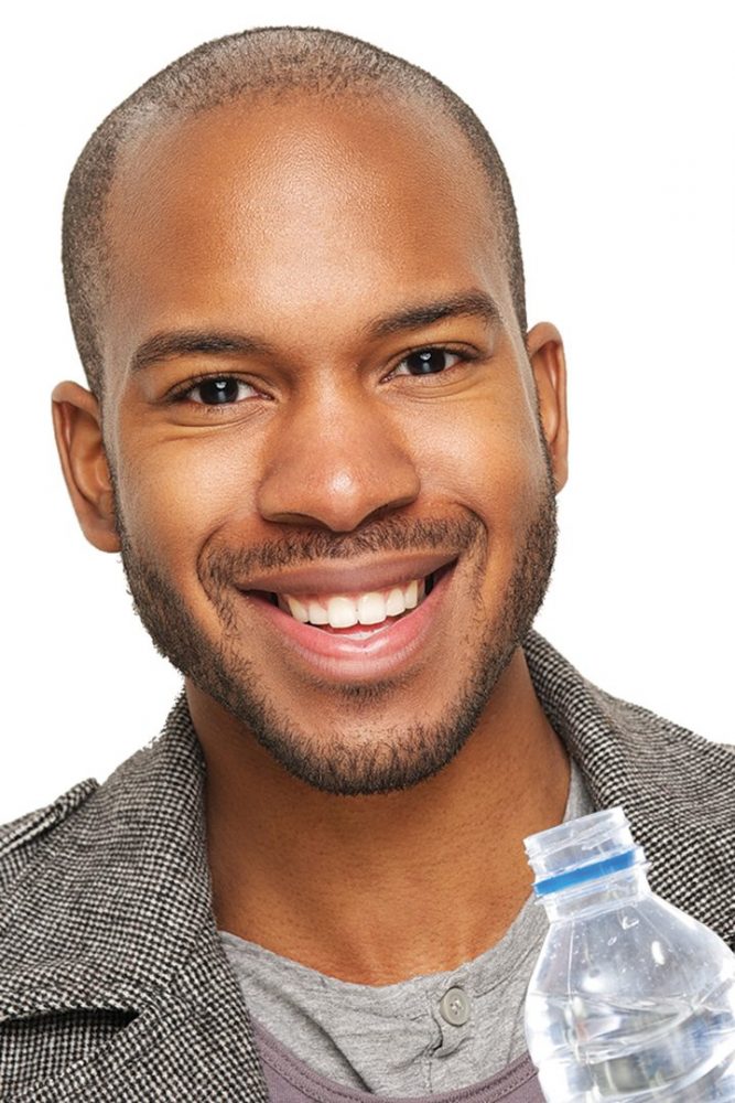 Handsome Dark Skinned Man With Bottle Of Water